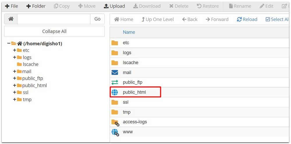 Public_HTML folder in cPanel