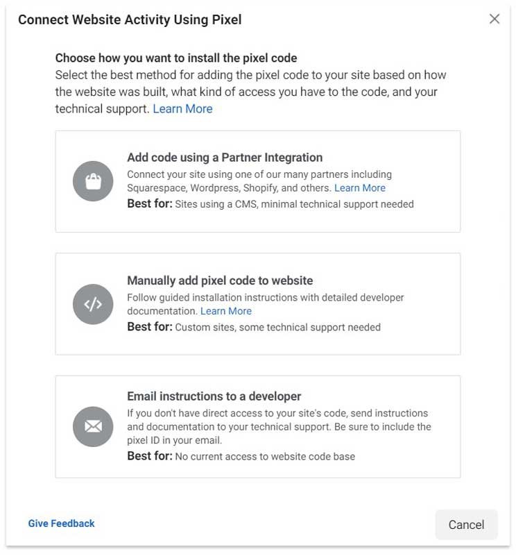 Connect Website Activity Using Pixel