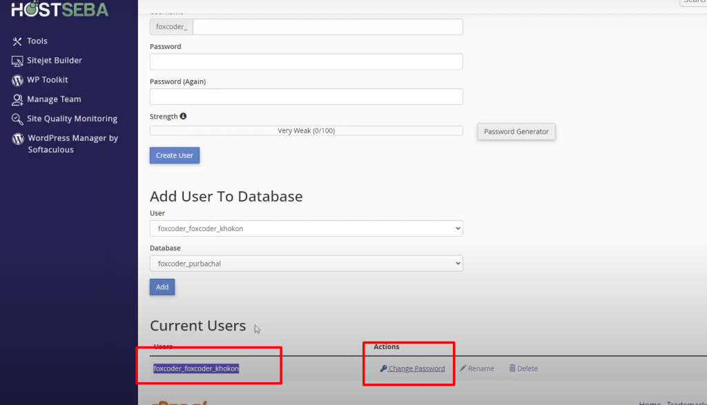 Database User Name & Password