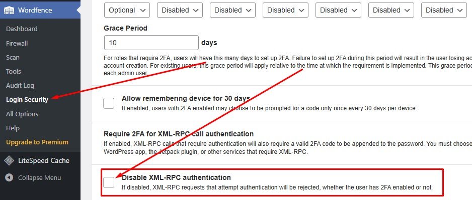 Disable XML-RPC Authentication
