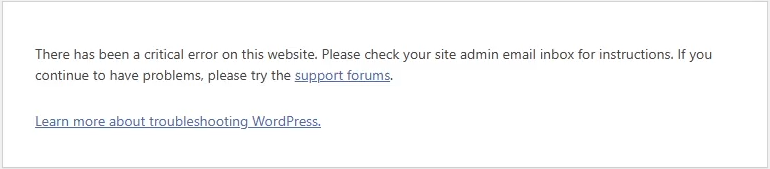 WordPress Critical Error