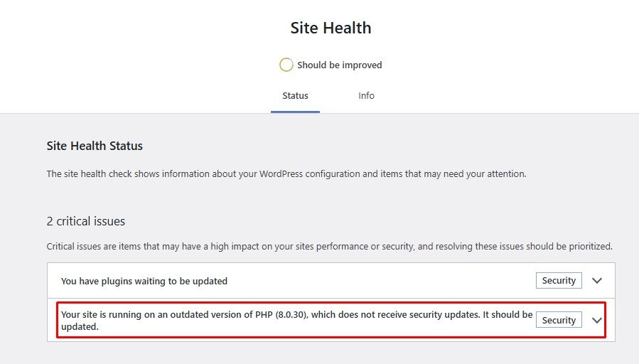 Site Health Status